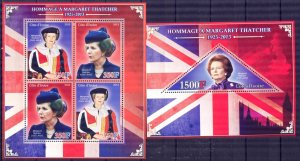 Ivory Coast 2013 Politician Margaret Thatcher Sheet + S/S MNH