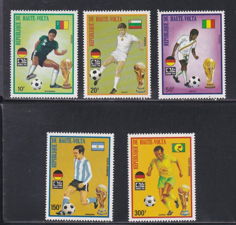 Burkina Faso # 328-330, C185-186, World Cup Soccer Mint NH, 1/2 Cat.