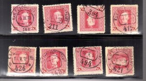 Austria M65 Collection of 8 numerical cancels