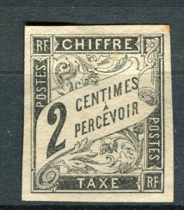 FRENCH COLONIES; 1880s classic Imperf Postage Due Mint hinged 2c. value