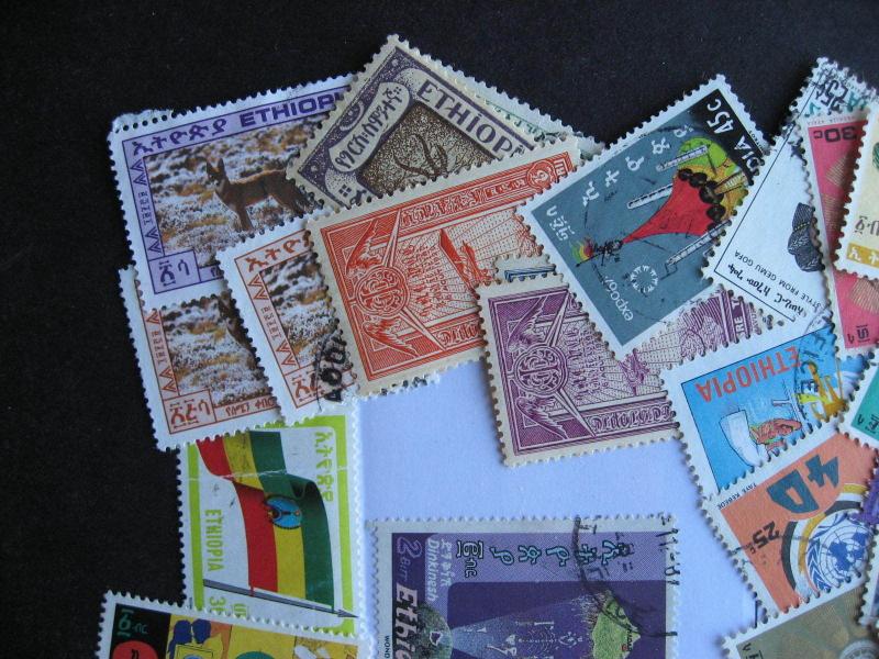 Scrap pile of 35 ETHIOPIA. Duplicates, mixed condition,what lurks?