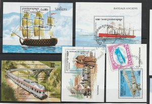 Cambodia 5-S/S CTO Trains Planes Ships