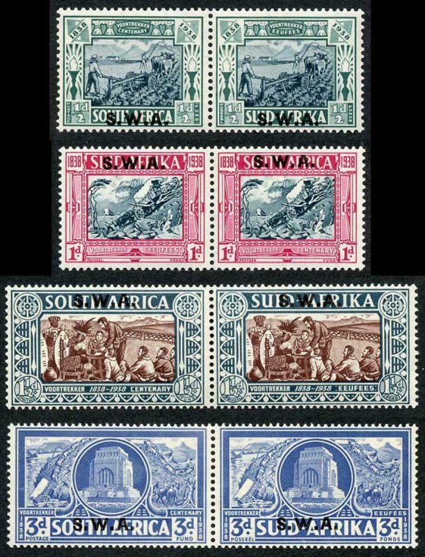 South West Africa SG105/08 1938 Set of Four with T11 Opt M/M