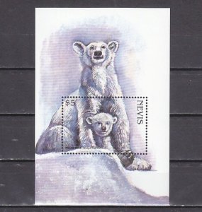 Nevis, Scott cat. 1075. Polar Bear, Endangered, s/sheet.