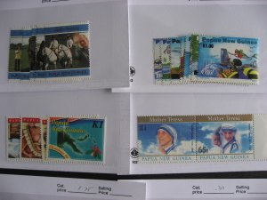 Papua New Guinea 16 different MNH 1995-2000 era sets in sales cards,very topical