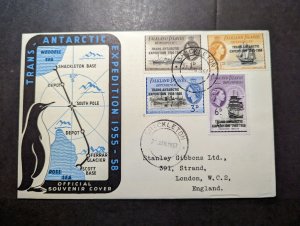 1957 Falkland Islands Cover Shackleton to London England Antarctic Expedition