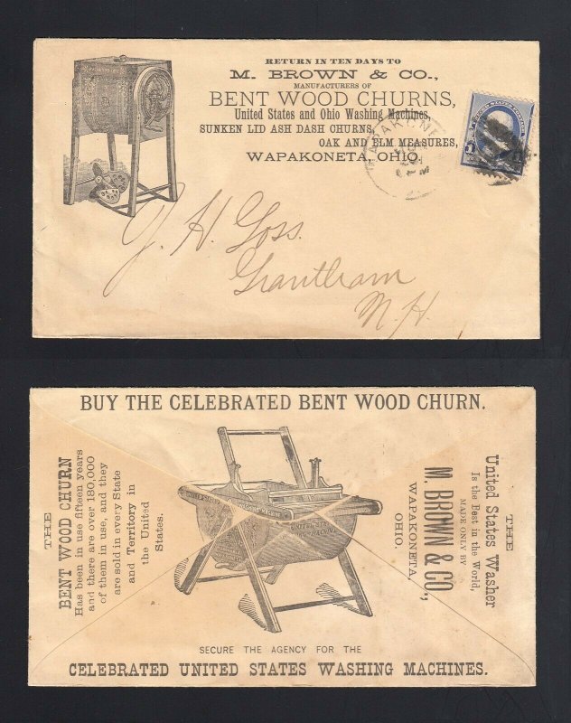 OHIO: Wapakoneta 1890's M. Brown BENT WOOD CHURNS Advertising