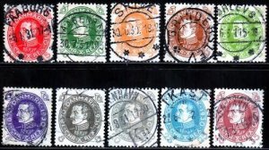 DENMARK Sc #210-9, COMPLETE USED SET