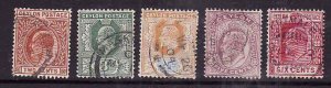 Ceylon-Sc#166-70- id7-five used KEVII-1903-5-