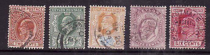 Ceylon-Sc#166-70- id7-five used KEVII-1903-5-
