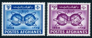 Afghanistan 462-463, MNH. Mi 472-473. Atoms for Peace,1958. Energy, Hemispheres.