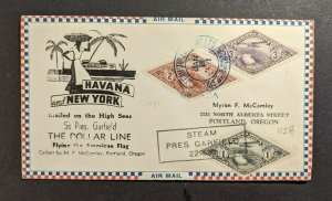 1941 Dollar Line SS President Garfield Sea Post Airmail Cover Costa Rica to OR