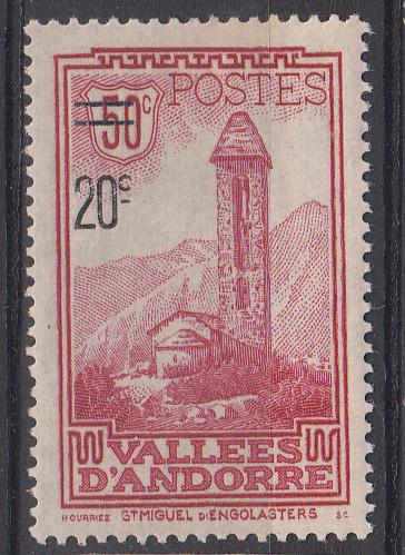 Andorra (French) 64 Y&T 46 MLH F/VF 1935 SCV $18.50