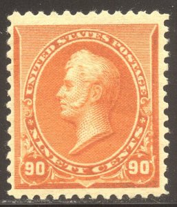 U.S. #229 Mint BEAUTY w/ Cert - 1890 90c Orange