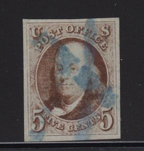 1 XF 4 big margins neat Blue cancel with nice color cv $ 395 ! see pic !