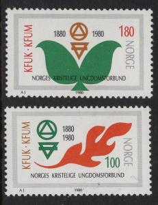 Norway  #757-758   1980   MNH   Norwegian Christian Youth Assn