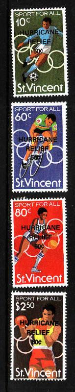 St Vincent -Sc#B5-8-unused NH set-Sports-Hurricane Relief overprint-