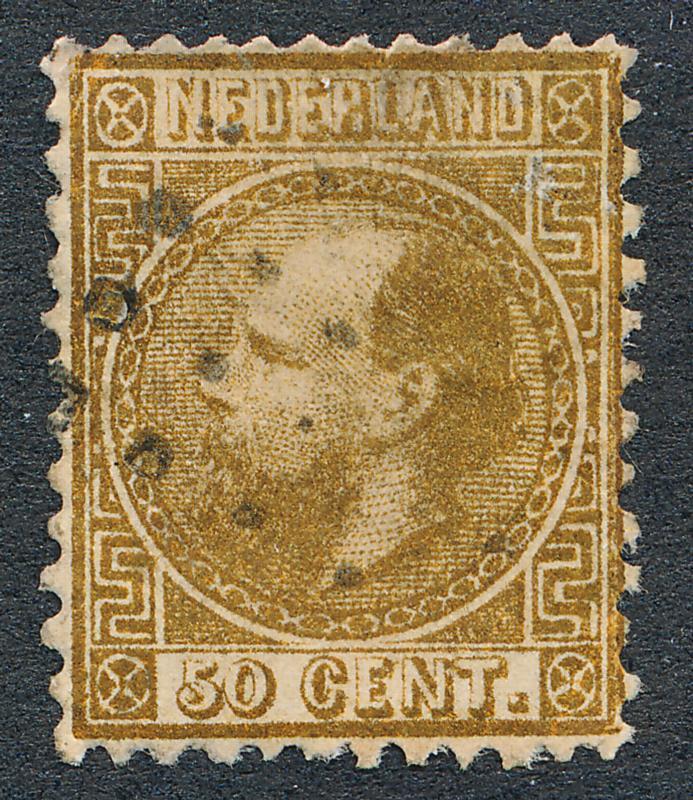 NETHERLANDS 12 USED, F-VF 50c GOLD