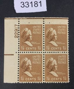 US STAMPS  #805 MINT OG NH PLATE BLOCK LOT #33181