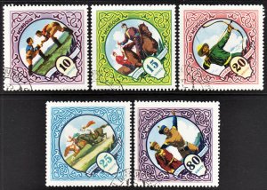 Mongolia Scott 161-64, 167 F to VF CTO. Great topicals. FREE...