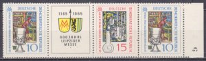 1964 Germany DDR 1052-53Tab+1052strip 800 years of Leipzig