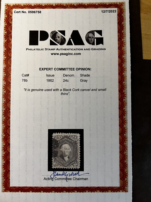 US Scott #78b used with Cert