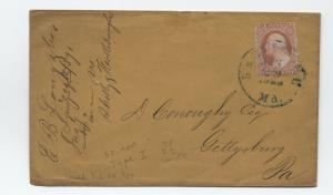 1859 Baltimore MD #25 3ct 1857 type 1 cover with cameo on flap [y2980]