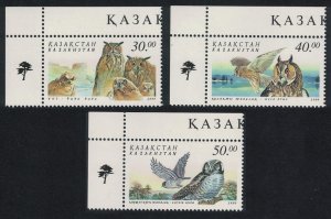 Kazakhstan Owls 3v Corners 2001 MNH SG#318-320