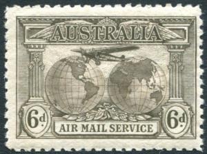 AUSTRALIA-1931 6d Sepia Air Stamp Sg 139 LIGHTLY MOUNTED MINT V23125