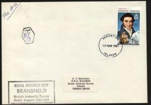 BR ANTARCTIC TERR 1981 Taxed ship cover ex ARGENTINE ISLANDS..............71200W