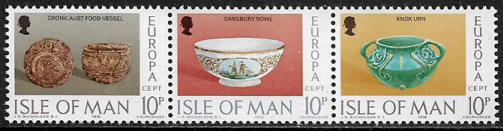 Isle of Man #91a MNH Strip - Europa - Manx Ceramic Art