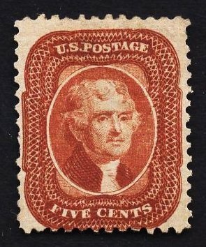 CERTIFIED US Stamp #42 5c Orange Brown Jefferson  MINT NGAI SCV $1250. PSE Cert.