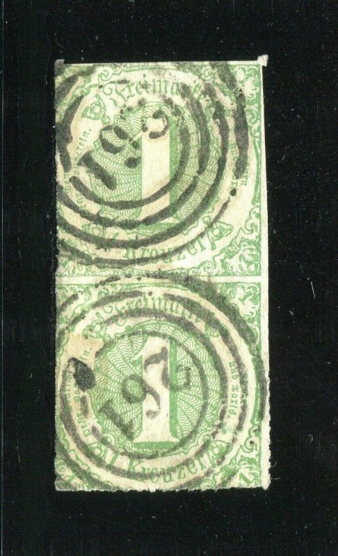 x439 - GERMANY Southern District 1865 Sc# 56 Used PAIR. Numeral Ring Cancel 261