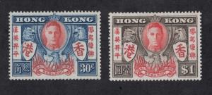 HONG KONG Sc# 174 - 175 MH FVF Set-2 Peace WWII KGVi