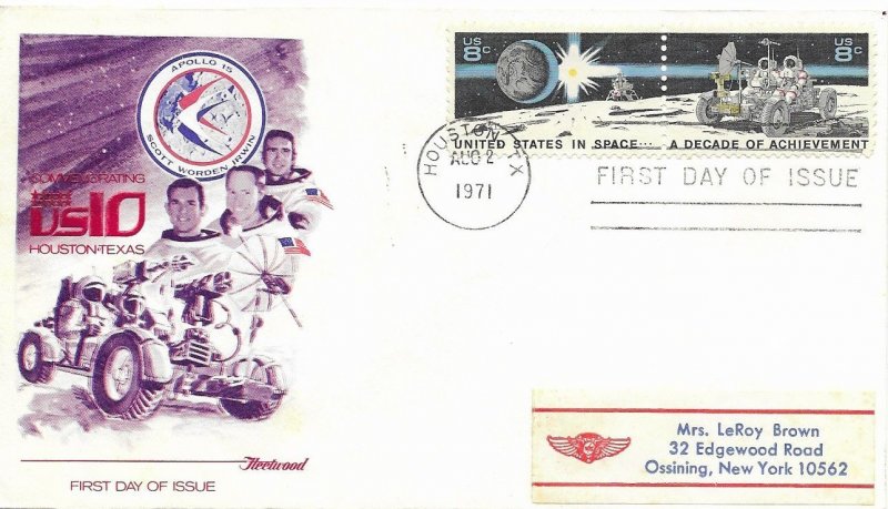 1971 FDC, #1434a, 8c Space Achievement, Fleetwood #1