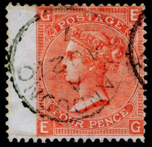 SG94, 4d vermilion plate 12, FINE USED, CDS. Cat £75. EG 