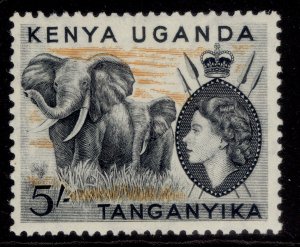 KENYA UGANDA TANGANYIKA QEII SG178, 5s black & orange, LH MINT. Cat £45.