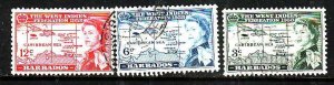 Antigua-Sc#122-4-used QEII Omnibus set-West Indies Federation-Maps-1958-