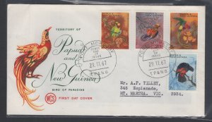 Papua New Guinea #249-52 (1967 Birds set) addressed cachet FDC