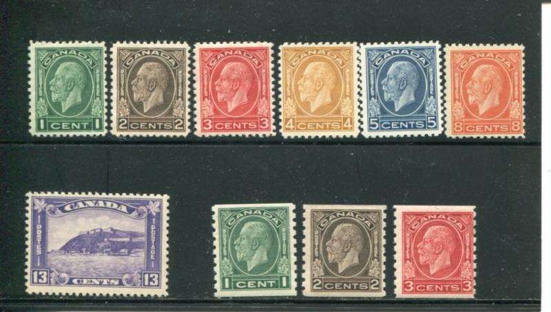 Canada #195-201, 205-7 Mint XF  NH  