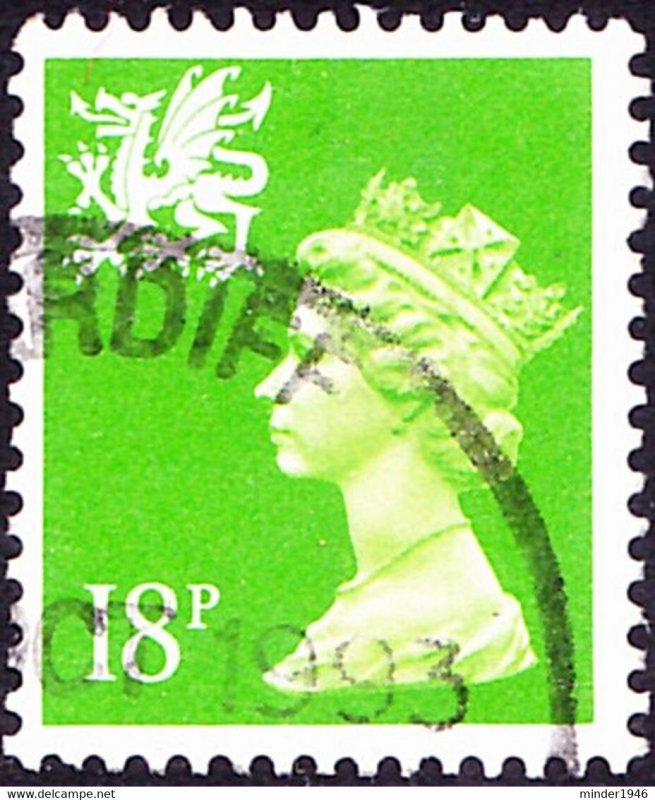 GREAT BRITAIN Wales 1991 QEII 20p Bright Green Machin SGW41 FU