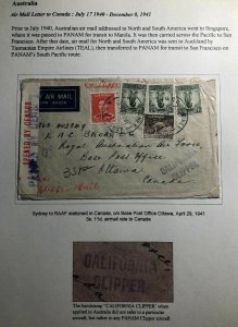 1941 Sydney Australia Censored Cover To RAAF Ottawa Canada California Clipper