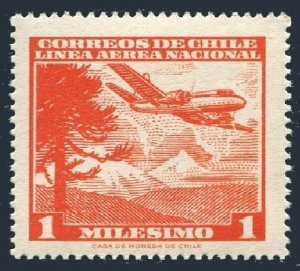 Chile C222 two stamps, MNH. Michel 565. Air Post 1960. Araucan Pine & Plane.