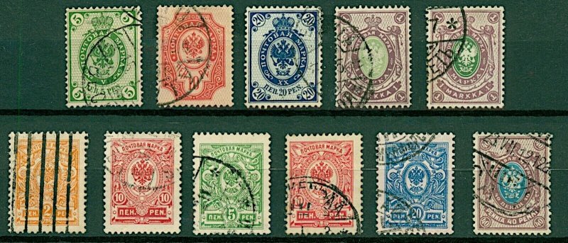 Finland 1901/11 range of issues similar to Russian types but values FU Stamps