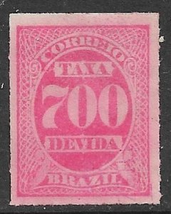 BRAZIL 1889 700r Rouletted Postage Due Sc J8 VFU