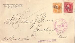 United States Connecticut Haven Registered 1910 red serifed double ring  2c a...