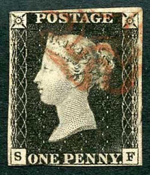 Penny Black (SF) Plate 7 Four Clear to Big Margins