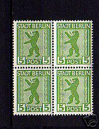 GERMANY - 1945 - BERLIN BEAR  -(P)- MINT - BLOCK OF 4!