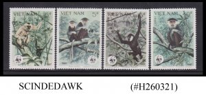 VIETNAM - 1987 MONKEY ANIMALS / WORLD WILDLIFE FUND WWF - 4V MNH