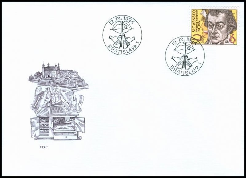 Slovakia 1994 FDC 48 Celebrated Personalities - Wolfgang Kempelen